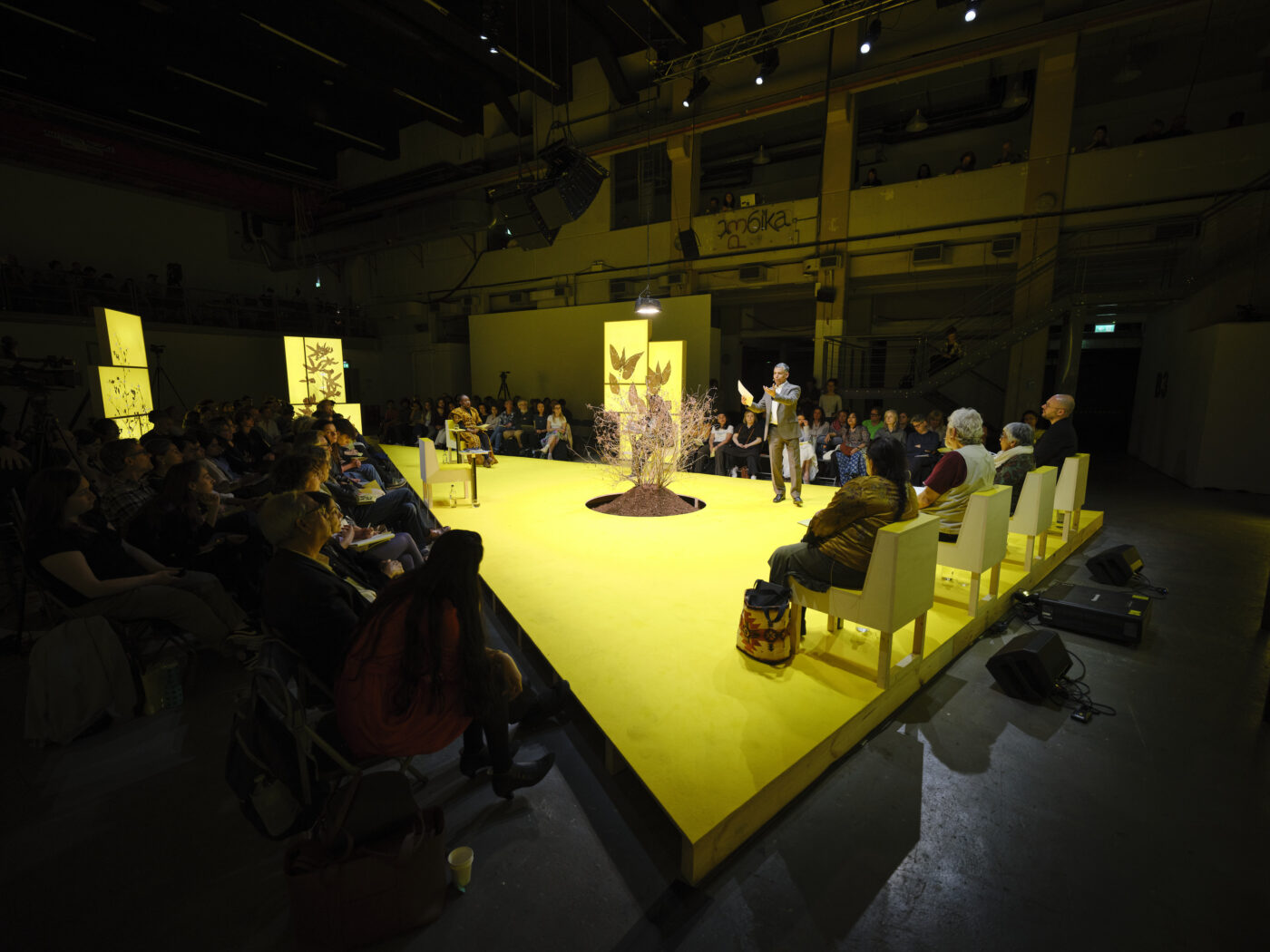Opening of the Court for Intergenerational Climate Crimes: The British East India Company on Trial (2025). Presented by Serpentine Galleries at Ambika P3, London. Photo: Jonas Staal